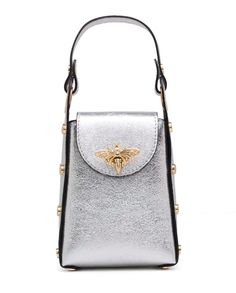 Metallic Handcrafted Bee Crossbody Purse-FASHBOP Luxury Double Handle Satchel With Mobile Phone Bag, Chic Leather Phone Bag For Shopping, Everyday Box Bag With Top Handle And Silver-tone Hardware, Everyday Top Handle Box Bag With Silver-tone Hardware, Chic Phone Bag With Top Handle And Removable Pouch, Chic Handheld Leather Phone Bag, Elegant Leather Phone Bag For Shopping, Elegant Leather Phone Bag, Chic Phone Bag With Top Handle For Shopping