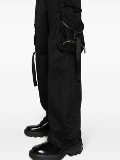 Off-White straight-leg Cargo Trousers - Farfetch Black Workwear Pants With Flap Pockets, Black Pants With Flap Pockets For Workwear, Techwear Wide Leg Cargo Pants For Work, Wide Leg Techwear Cargo Pants For Work, Techwear Bottoms With Patch Pockets For Work, Black Straight Cargo Pants With Patch Pockets, Techwear Straight Cargo Pants For Work, Techwear Cargo Pants For Work, Techwear Pants With Patch Pockets For Work