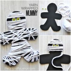 Diy Halloween Activities, Mummy Craft, Yarn Fine, Mummy Crafts, Bricolage Halloween, Halloween Infantil, October Crafts, Halloween Fest, Skirt Diy