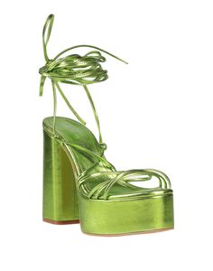 coated fabric, no appliqués, solid color, fully lined, lace-up, round toe, square heel, rubber sole, lace-up sandals , Color: Acid green , Size: 7 Leather Lace-up Sandals With Padded Heel, Lace-up Platform Sandals In Synthetic Material, Party Platform Lace-up Sandals, Lace-up Leather Sandals With Padded Heel, Lace-up Synthetic Sandals For Party, Synthetic Lace-up Sandals With Padded Heel, Lace-up Sandals With Padded Heel For Party, Party Platform Lace-up Sandals In Synthetic, Leather Lace-up Platform Sandals With Open Heel