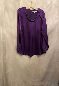 Purple Satin Blouse, Giuliana Rancic, Beaded Neckline, Purple Satin, Satin Blouse, Satin, Purple