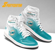 NFL Miami Dolphins Football Team Air Jordan 1 Hightop Shoes Sizes Introducing the Air Jordan 1, an iconic blend of style and performance. Crafted with premium materials, this legendary sneaker offers exceptional comfort and durability. Its timeless silhouette, paired with bold colorways, makes a statement on and off the court. Elevate your sneaker game with the Air Jordan 1, where heritage meets modern innovation. Tailored for the trendsetting individual inspired by:   Photos Of NFL Miami D Hightop Shoes, Miami Dolphins Football, Dolphins Football, Nfl Miami Dolphins, Sneaker Games, Miami Dolphins, High Top Shoes, Air Jordan 1, Football Team