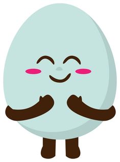 an egg with two arms and eyes is smiling at the camera while holding its hands behind its back