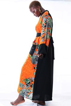 african plus size dressing gown Black Silk Fabric, Orange Leopard Print, Tall Women Fashion, Maternity Wrap Dress, Green Kimono, Vibrant Outfits, Kimono Dressing Gown, Dress Kimono, Kimono Outfit