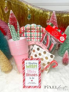 a pile of christmas gifts sitting on top of a snow covered ground