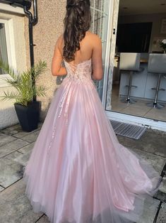 Rosa kjæreste tyll blonder lang promkjole Dark Pink Prom Dresses, Md Dresses, Fancy Prom Dresses, Short Strapless Prom Dresses, Pink Formal Gown, Prom Dress Pink, Lace Long Prom Dress, Champagne Prom Dress, Prom Dresses Long Pink