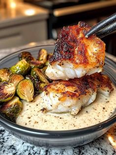 Crockpot Recipes Lovers | Lemon Garlic Butter Cod Bowls with Roasted Brussels Sprouts 🍋 | Facebook