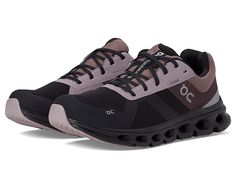 On Cloudrunner Waterproof 1 - Women's Shoes : Black/Grape : Run without worrying about the rain by wearing On Cloudrunner Waterproof 1 sneakers. Waterproof textile and synthetic upper. Breathable textile lining. Removable textile insole. Lace-up closure. Padded collar. Iconic logo on the side. Raised round toe silhouette. Synthetic outsole. Imported. Please note that ONLY the On Cloud 50/50, Cloud 70/30, Cloud Terry, and Cloud running shoes feature an extra pair of conventional laces, along with Black Gym Shoes Women, Black Casual Shoes Women, On Cloud Shoes Women Outfit, On Cloud Shoes Black, Best Gym Shoes Woman, Women’s Running Shoes, Black On Clouds, On Cloud Womens Shoes, Waterproof Shoes Womens