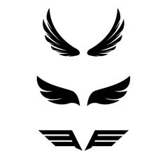 black and white wings logo set on a white background stock photo - budget cut files