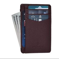 About This Item Leather Lining Minimalist, Slim & Discreet Our Minimalist Wallet Has A Slim And Compact Design But Has Plenty Of Room. It Just Measures 4.4 X 3.7 X 0.4 Inches And Can Still Hold 5 Credit Cards, 1 Id Card, 1 Document / Currency Compartment For You. Slides Easily In Your Back And Front Pocket. Our Wallets For Men Are Designed To Have Convenience, Elegance And Plenty Of Room At The Same Time. It Is Well Suited For Daily Use As It Is Sturdy And Light Travel. 100% Genuine Leather & Du Versatile Business Wallets With Card Slots, Versatile Rfid Blocking Card Holder For Daily Use, Versatile Brown Wallet With Rfid Blocking, Versatile Bifold Business Card Holder, Versatile Brown Card Holder With Rfid Blocking, Business Card Holder With Cell Phone Pocket, Mens Card Wallet, Slim Wallet Men, Mulberry Color