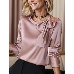 Season:Spring   Fall; Fabric:Satin; Sleeve Length:Long Sleeve; Look After Me:Machine wash,Washable,Wet and Dry Cleaning; Gender:Women's; Style:Business,Daily,Mature; Elasticity:Inelastic; Tops Type:Blouse,Shirt,Lace Shirt; Occasion:Work,Valentine's Day; Top Length:Regular Tops; Fit Type:Regular Fit; Pattern:Plain; Design:Lace up; Neckline:Round Neck; Front page:FF; Listing Date:10/24/2023; Production mode:External procurement; Clothing Length:null; Bust:; Shoulder Width:null; Fit US Size:; Fit U Lace Up Shirt, Laced Up Shirt, Womens Tops Dressy, Satin Blouses, Chic Top, Day Work, Dressy Tops, Women Shirts Blouse, Lace Shirt