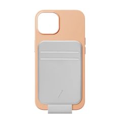 an iphone case with a card holder attached to the back of it, on a white background