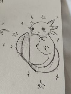 a drawing of a baby sleeping on its mother's back with stars around it