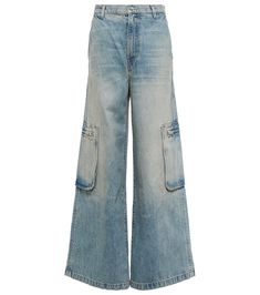 Cargo wide-leg jeans Luxury Dark Wash Cargo Jeans For Streetwear, Luxury Cargo Jeans With Multiple Pockets For Workwear, Luxury Workwear Cargo Jeans With Side Pockets, Luxury Denim Cargo Pants With Five Pockets, Png Clothes, 90s Denim, Cargo Jeans, High Jeans, Wide Leg Jeans