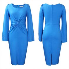 F00222258-304 Blue Long Sleeve Dress For Fall Party, Blue Long Sleeve Party Dress For Fall, Blue Long Sleeve Dress For Formal Fall Occasions, Formal Blue Long Sleeve Dress For Fall, Blue Embellished Midi Dress For Summer, Formal Long Sleeve Blue Dress For Fall, Blue Sheath Dress For Party, Blue Sheath Party Dress, Blue Embellished Midi Dress For Party