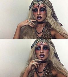 Fortune Teller Halloween Makeup Idea Nem Halloween Makeup, Unique Halloween Makeup, Pelottava Halloween, Make Up Diy, Meme Costume