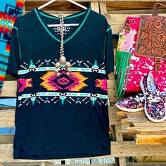 These Aztec Tops Are So Precious On And Can Be Dressed Up Or Down! So Much Can Be Done With Them. Very Few Left. 1 Of Each Size. Don’t Miss Out On This Darling Top! Mint Green Shorts, Western Style Shirt, Crazy Train, Short Sleeve Shirt Women, Milk Silk, Pink Leopard, Top Pattern, Pink Fashion, Neon Pink