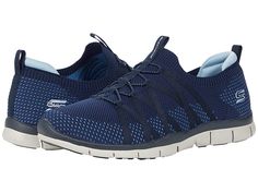 SKECHERS Gratis - Chic Newness - Women's Shoes : Navy : Skechers Gratis - Chic Newness slip on comfort sneakers feature a contrast woven mesh fabric with Stretch Fit design. Stretchy bungee laces are strapped down with a sleek webbing fabric overlay. Knit mesh with Stretch Fit, bungee lace design, and dual pull loops. Soft fabric lining with padded collar and padded interior heel. Air-Cooled Memory Foam cushioned comfort insole. Shock absorbing midsole and flexible rubber traction outsole. Texti Breathable Mesh Sporty Sneakers, Sporty Slip-on Mesh Walking Shoes, Mesh Slip-on Sneakers With Elastic Laces For Running, Comfortable Mesh Sneakers With Elastic Laces, Comfortable Mesh Slip-on Sneakers For Sports, Comfortable Nylon Sneakers For Sports, Slip-on Running Shoes With Elastic Laces For Light Sports, Sporty Slip-on Sneakers With Elastic Laces For Light Sports, Slip-on Mesh Sneakers Slip-resistant