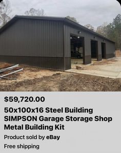 a metal garage with the words $ 599, 7290 and 7510