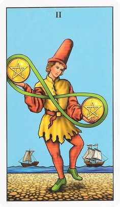 a tarot card with an image of a man holding a star