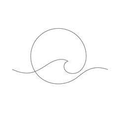 a line drawing of a wave in the middle of it's body, with one end