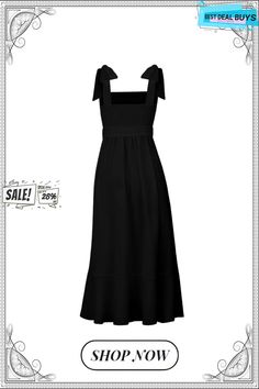 Avianca Shoulder Tie Bridal Midi Dress - Black Black Formal Maxi Dress For Summer, Elegant Black Maxi Dress For Summer, Elegant Black Summer Maxi Dress, Black Maxi Dress For Casual Summer Wear, Casual Black Maxi Dress For Summer, Black A-line Midi Dress For Vacation, Black Midi Dress, Dress Black, Black Dress