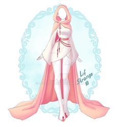 a drawing of a woman dressed in white and pink