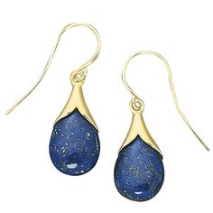 PRICES MAY VARY. BRIGHT, BOLD, BLUE Vivid lapis gems twinkle with tiny flecks of golden pyrite in this gorgeous pair of drop earrings. Being a genuine gemstone, the pyrite flecks will vary. GOLD ACCENTS Teardrops are capped with brightly polished 14K gold over sterling silver and dangle from French hooks. DROP EARRINGS SIZE With a hanging length of 1 ¼” inches, these lightweight earrings are a wonderful choice to wear any time. DRESS UP OR DOWN Genuine lapis adds a pop of color to neutral ensemb Gold Teardrop Lapis Lazuli Earrings, Mesmerizing Beauty, Broken Chain, Blue Gems, Lightweight Earrings, Light Weight Earrings, Jewelry For Women, Teardrop Earrings, Sterling Earrings