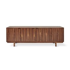 the sideboard is made out of wood and has two doors on one side, with three