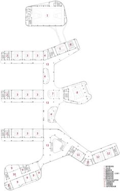 the floor plan for an office building, with several floors and two parking spaces on each side