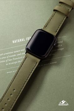 Double layer full stitched vegetable tanned leather watch strap. Watch Strap Ideas, Green Apple Watch, Apple Watch Bands Gold, Apple Watch Leather Band, Apple Watch Leather Strap, Apple Watch Bands Leather, Apple Watch Models, Apple Watch 38mm, Leather Watch Strap