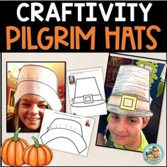 a book cover with pictures of children's hats and pumpkins on the front