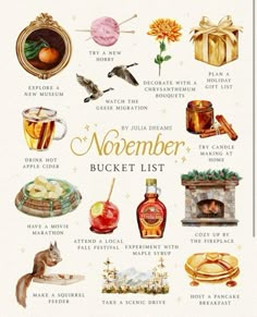 the november bucket list is filled with items