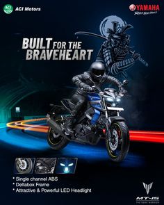 an ad for the yamaha motorbike brand, built for the braveheat