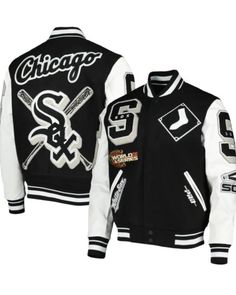 Product Specification: Outer Shell: Wool + Leather Inner Shell: Viscose Color: Black and White Closure: Snap Button Closure Collar: Rib Knit Collar Cuffs: Rib Knit Cuffs Sleeves: Leather Sleeves The post Chicago White Sox Pro Standard Black Varsity Jacket appeared first on Jackets Land. Nba Clothes, Baseball Jacket Outfit, F1 Helmet, Lakers Jacket, Black Varsity Jacket, Bespoke Jacket, Helmet Designs, Black Chicago, Up Logo