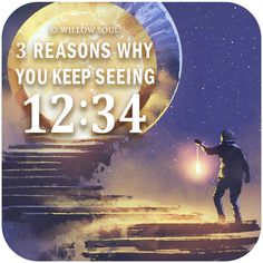 a man standing on top of stairs with the words 3 reason why you keep seeing 12 23