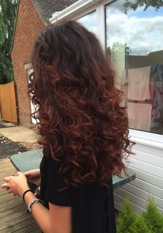 Dark Copper Red Hair Color Curly, Red Ends On Brown Hair Curly, Ginger Red Highlights In Brown Hair, Red Hair Highlights Curly Hair, Copper Red On Curly Hair, Brown Red Copper Hair Color Curly, Redish Brownish Curly Hair, Red Hair Underneath Brown Curly, Brown To Red Ombre Curly Hair