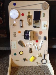 an assortment of items are displayed on a board