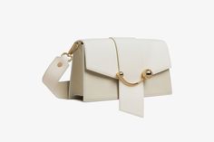 Strathberry - Mini Crescent - Leather Mini Shoulder Bag - Cream | Strathberry Strathberry Crescent, Understated Glamour, Summer Shopping, Sparkly Things, Mini Shoulder Bag, Gold Bar, Leather Mini, Designer Collection, Handbag Accessories