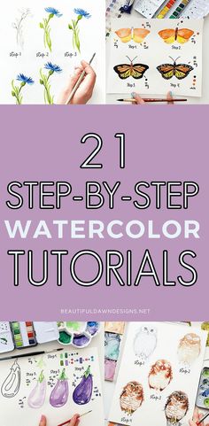 two step - by - step watercolor book for kids to learn how to draw and paint