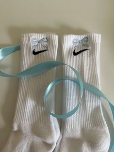 Bow Embroidered Socks Ribbon Embroidered Socks Bow Crew Socks Ribbon Crew Socks Girly Socks Trendy Socks - Etsy Nice Socks, Cute Nike Socks, Socks Cute Aesthetic, Embrodery Socks, Coqquete Socks, Cute White Socks With Bow, Cute Frilly Socks, Sporty Wear, Pretty Socks