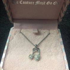 Juicy Couture Music Note Necklace Silver With Rhinestones New Never Worn !! Any Questions Please Ask Box Included ;) Please Ask If Its Still Available For Purchase Thank You ;) Funky Jewelry Silver, Leia Aesthetic, Jewelry 2000s, 2000s Accessories, 2000s Jewelry, Music Note Necklace, Music Necklace, Juicy Couture Necklace, Couture Necklace