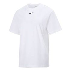 (WMNS) Nike AS W Nike Sportswear ESSNTL Tee BF LBR White DN5698-100 (Casual/Women's/Short Sleeve) Nike Outfits, Nike Sportswear, Casual Women, White And Black, The 100, Womens Shorts, Nike, White, Clothes