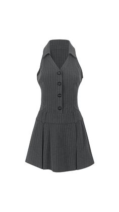 Waistcoat Lapel Pleated Dress - PSYLOS 1 Suit And Dress, Waistcoat Designs, Preppy Mode, Frock For Women, Sleeveless Skirt, Estilo Preppy, Style Preppy, Striped Mini Dress, Suit Fabric