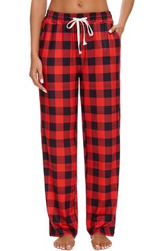 PRICES MAY VARY. Material: Women pajama pants made from a soft fabric that is both comfortable and stylish, great for all year use and easy to care for Fit: The elastic waistband provides a snug fit without being too tight, and the drawstring allows for a comfortable and customizable fit Pockets: Long women's pajama bottoms suitable for wearing all year round, two pockets are roomy enough to hold your phones and keys Versatile: These soft pajamas pants are lightweight and stretchy for sleepwear Red Plaid Pajama Pants, Pajama Pants Plaid, Kylie Fashion, Womens Pajama Pants, Plaid Pj Pants, Pajama Pants Pattern, Christmas Pants, Holiday Flannel, Soft Pajama Pants