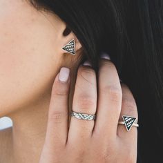 This design is inspired by the ancient, powerful geometric patterns of abstract expressionism woven into the livelihood of the Southwestern people. Just like classic Southwestern textiles, this sterling silver ring will bring forth the patterns of your unique story. The SkyWeaver Silver Band Ring is made for modern storytellers with ancient roots. Handcrafted in New Mexico by our diverse collective of artisans, under the T.Skies roof. Sterling Silver Band Ring Original Design by T.Skies Handcraf Southwest Rug, Silver Casting, Triangle Stud Earrings, Triangle Ring, Triangle Earrings Stud, Southwestern Design, Triangle Studs, Southwest Jewelry, Sterling Silver Rings Bands