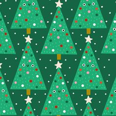 a christmas tree pattern with stars and eyes on the green background stock photo - budget conscious christmas trees