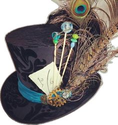 Steampunk Top Hat With High Crown For Themed Events, Fitted Fantasy Costume Hats For Themed Events, Steampunk Fitted Top Hat For Themed Events, Fitted Steampunk Top Hat For Themed Events, Steampunk High Crown Hat For Themed Events, Vintage High Crown Costume Hats For Themed Events, Fitted High Crown Costume Hats For Themed Events, Fitted High Crown Hats For Themed Events, Fitted Brimmed Top Hat For Themed Events