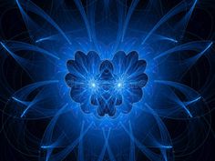 an abstract blue flower with many petals in the center on a black background royalty illustration