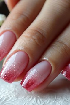 Pink Ombré Nails, Elegance Nails, Sparkle Nail Designs, Pink Tip Nails, Nails Trend, Ombré Nails, Wow Nails, Pink Ombre Nails, Ombre Acrylic Nails